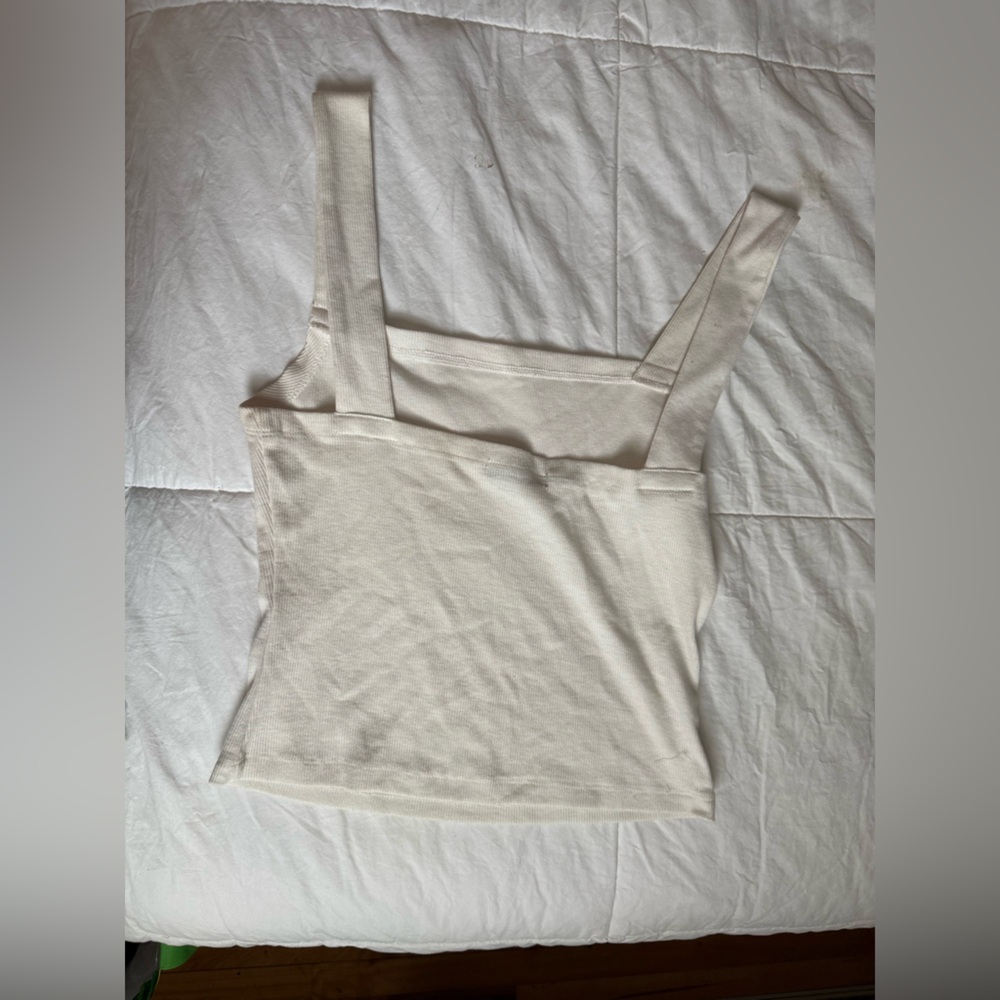 SHEIN Cream Ribbed Strapless Tube Top